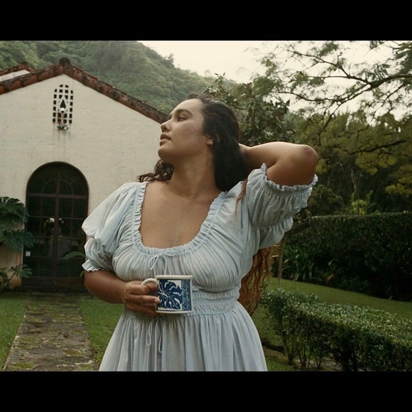 Doen light blue seaglass Ischia midi cotton dress size Small - Picture 2 of 9